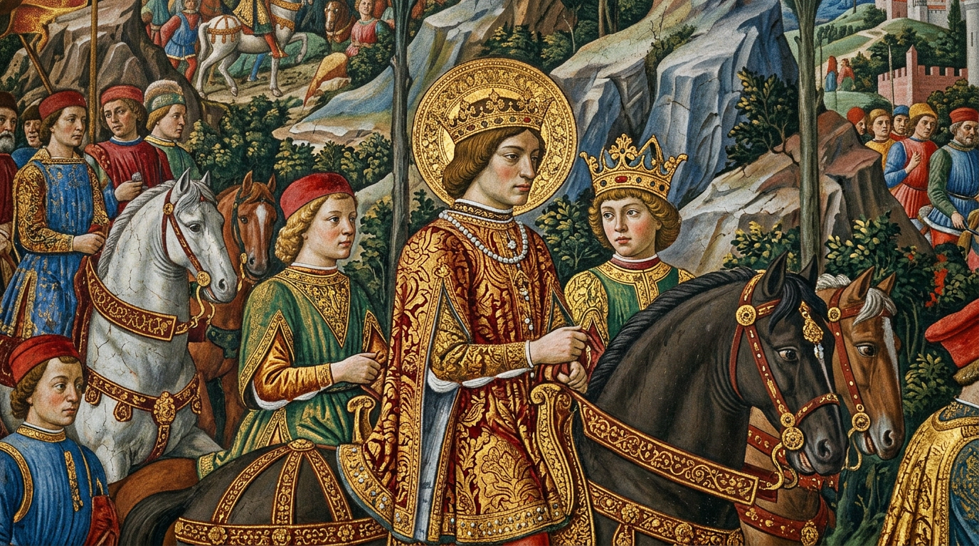 Primo piano di un dettaglio della Primavera di Botticelli esposta agli Uffizi di Firenze