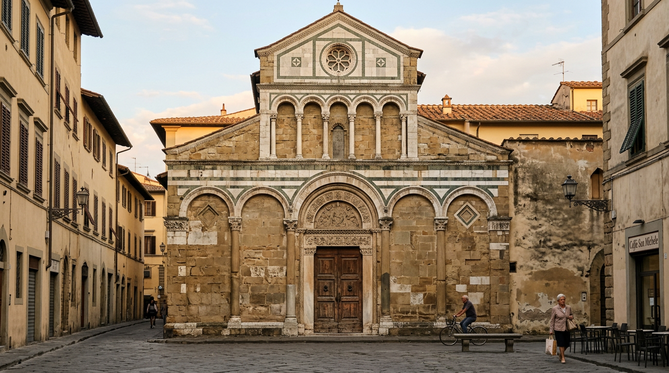 Interno della chiesa di Santa Felicita a Firenze con la cappella Capponi illuminata dalla luce laterale