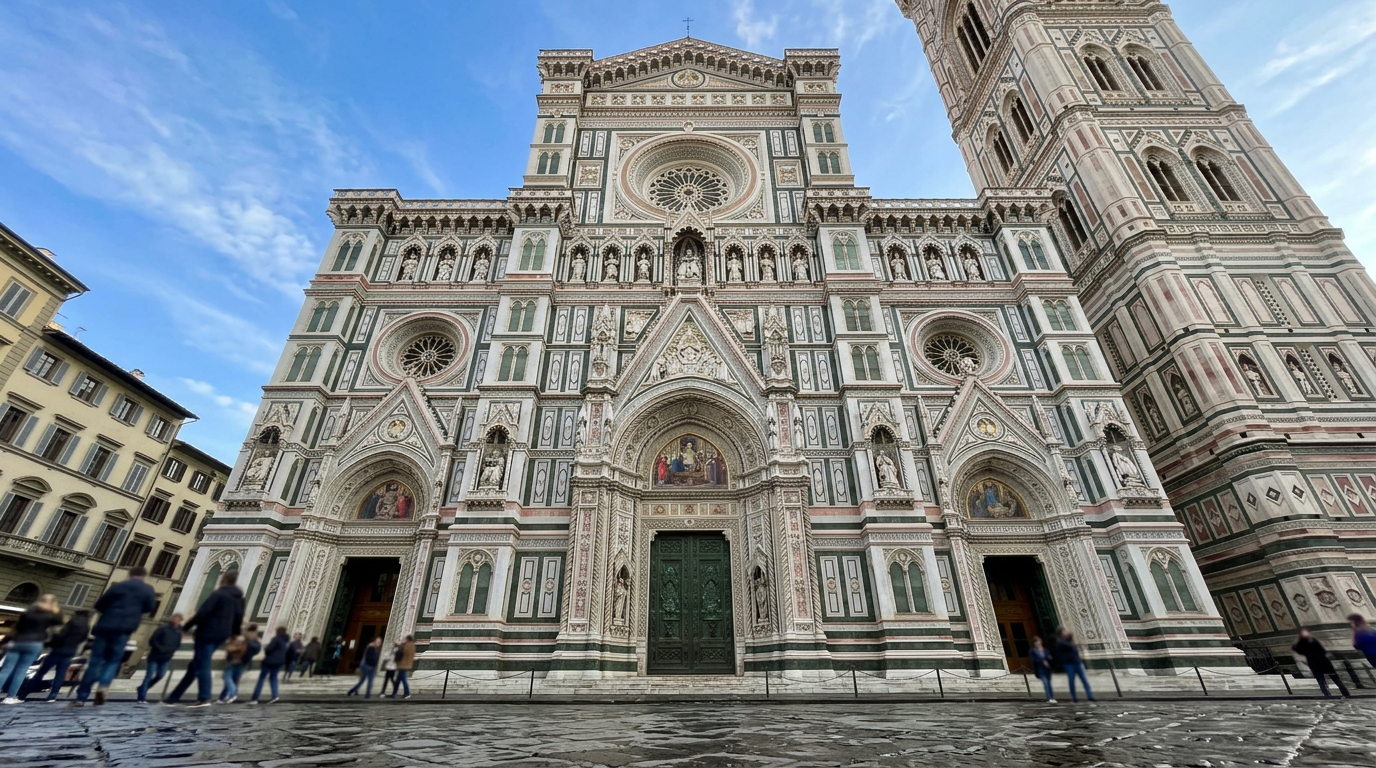 Vista interna della cupola del Brunelleschi nel Duomo di Firenze con gli affreschi del Vasari