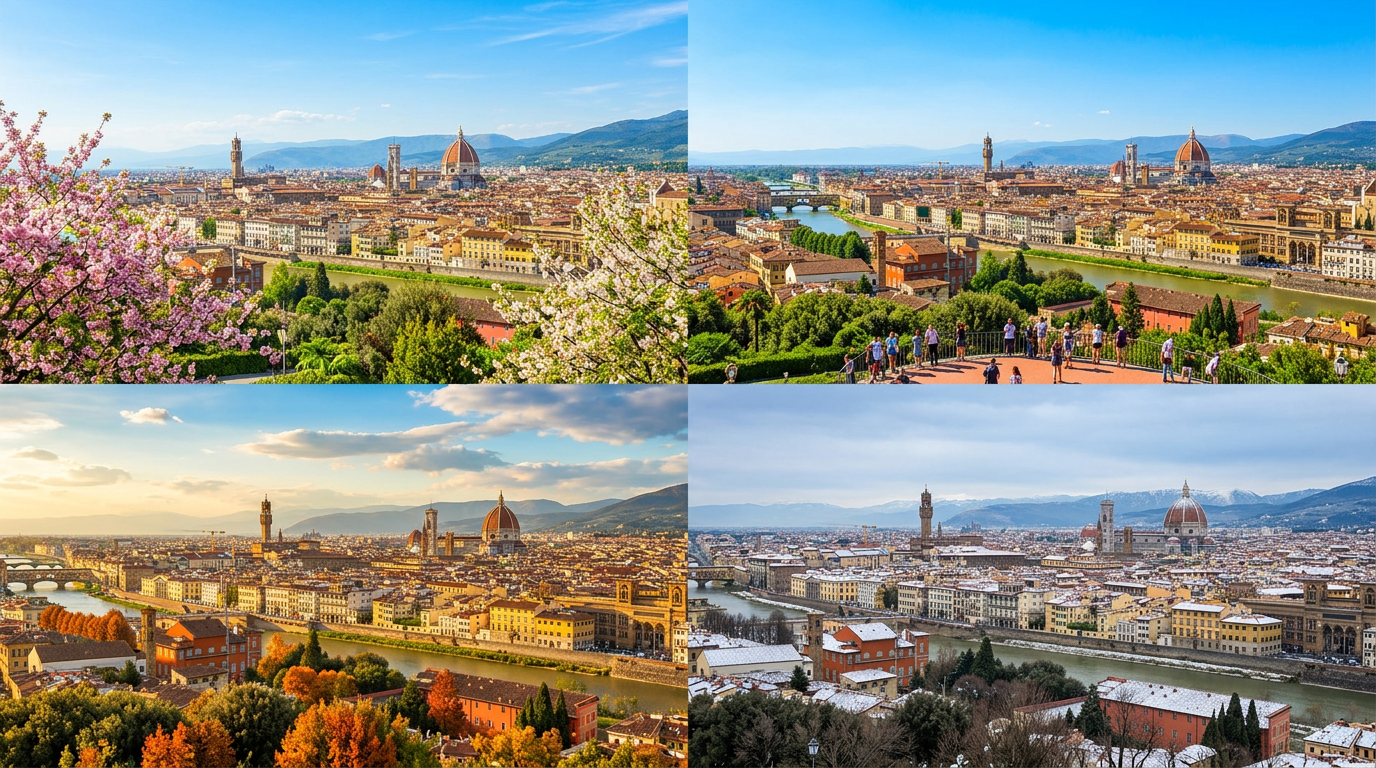 Panorama di Firenze in una giornata soleggiata con le cupole e i campanili del centro storico