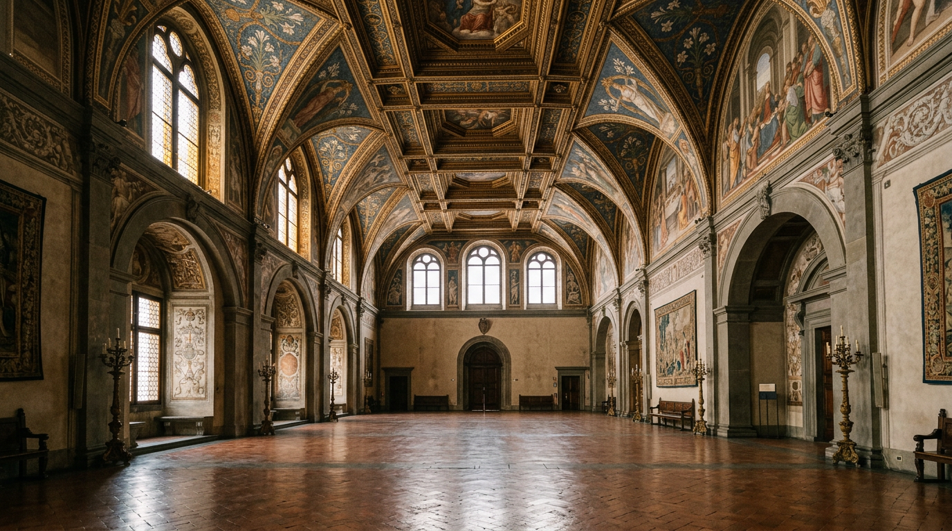 Le colonne rinascimentali del cortile interno di Palazzo Medici Riccardi a Firenze